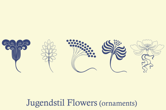Jugendstil Flowers Font PNG with transparent background - Preview 2