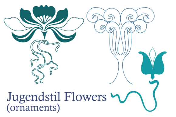 Jugendstil Flowers Font PNG with transparent background - Preview 5