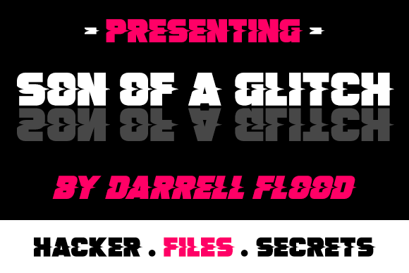 Son of a Glitch preview, modern bold font with glitch line through each character