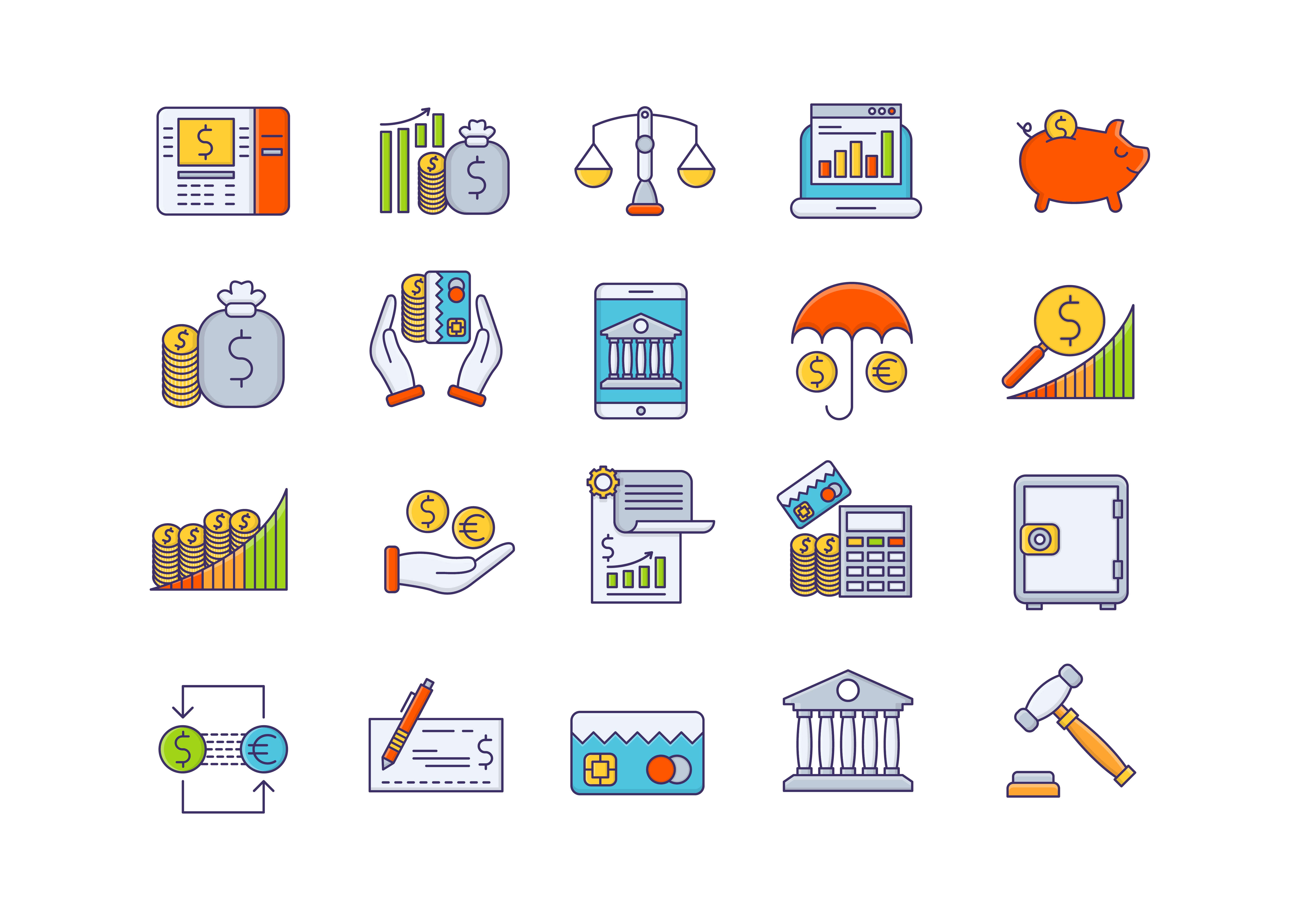 Banking Filled Outline Icon Set Graphic by Iconika · Creative Fabrica