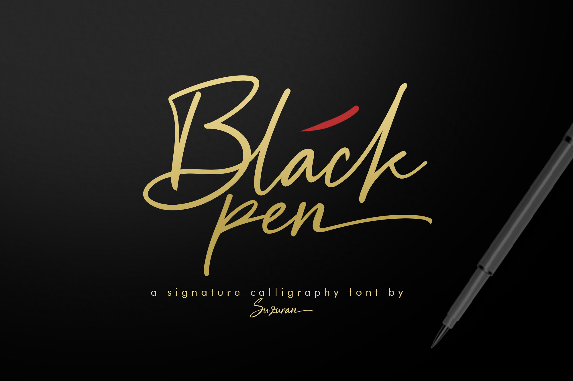 Black Pen Script preview - hand lettered script for elegant invitations