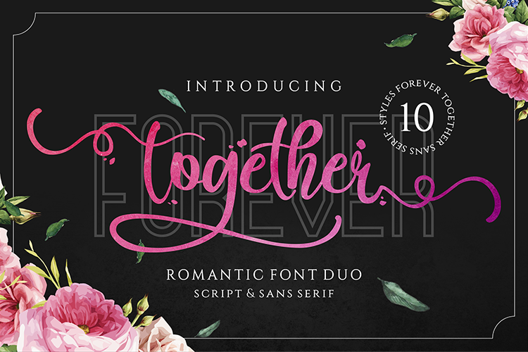 Forever Together Duo preview, romantic font duo