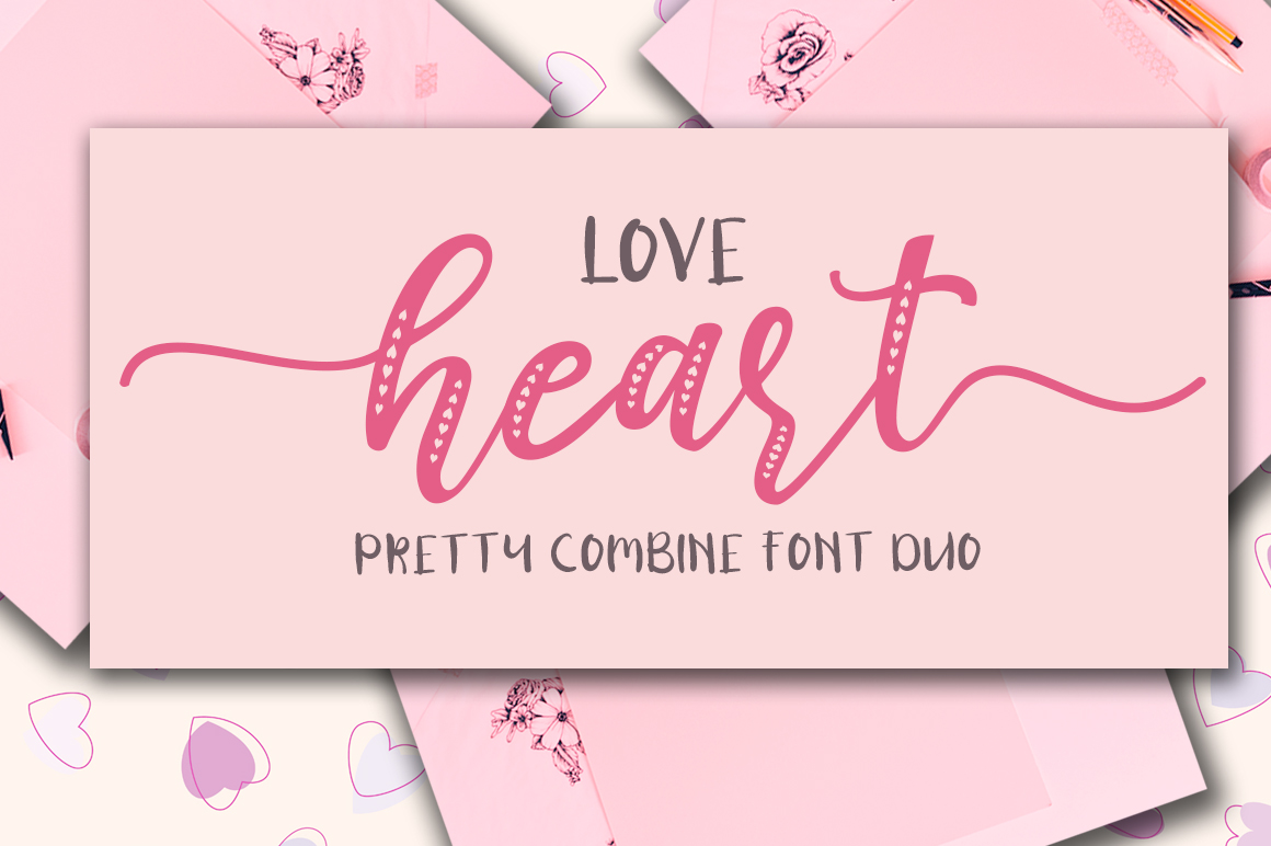 Love Heart Duo preview, hand-lettered script