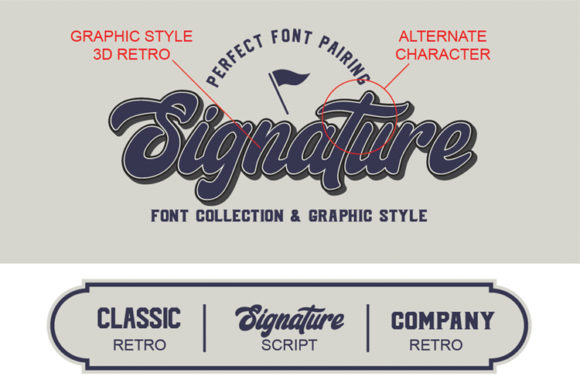 Signature Trio Font PNG with transparent background - Preview 1