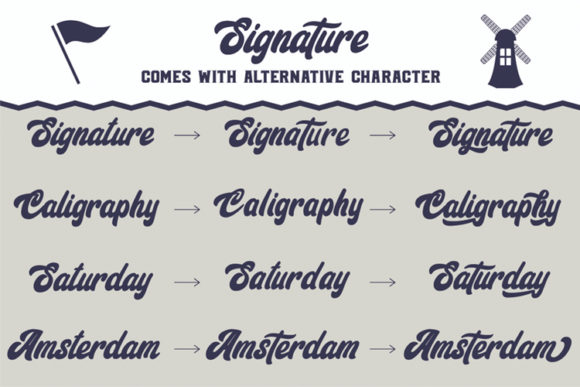 Signature Trio Font PNG with transparent background - Preview 2