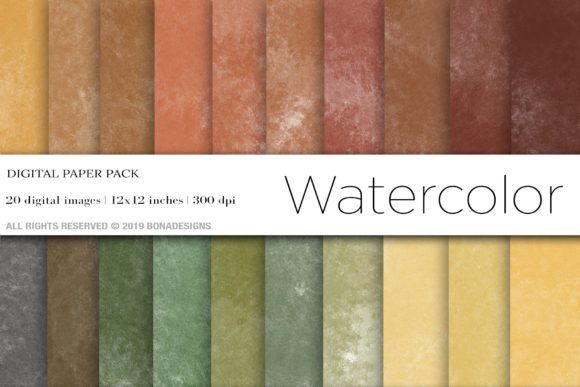 Watercolor Digital Papers Graphic Textures By BonaDesigns