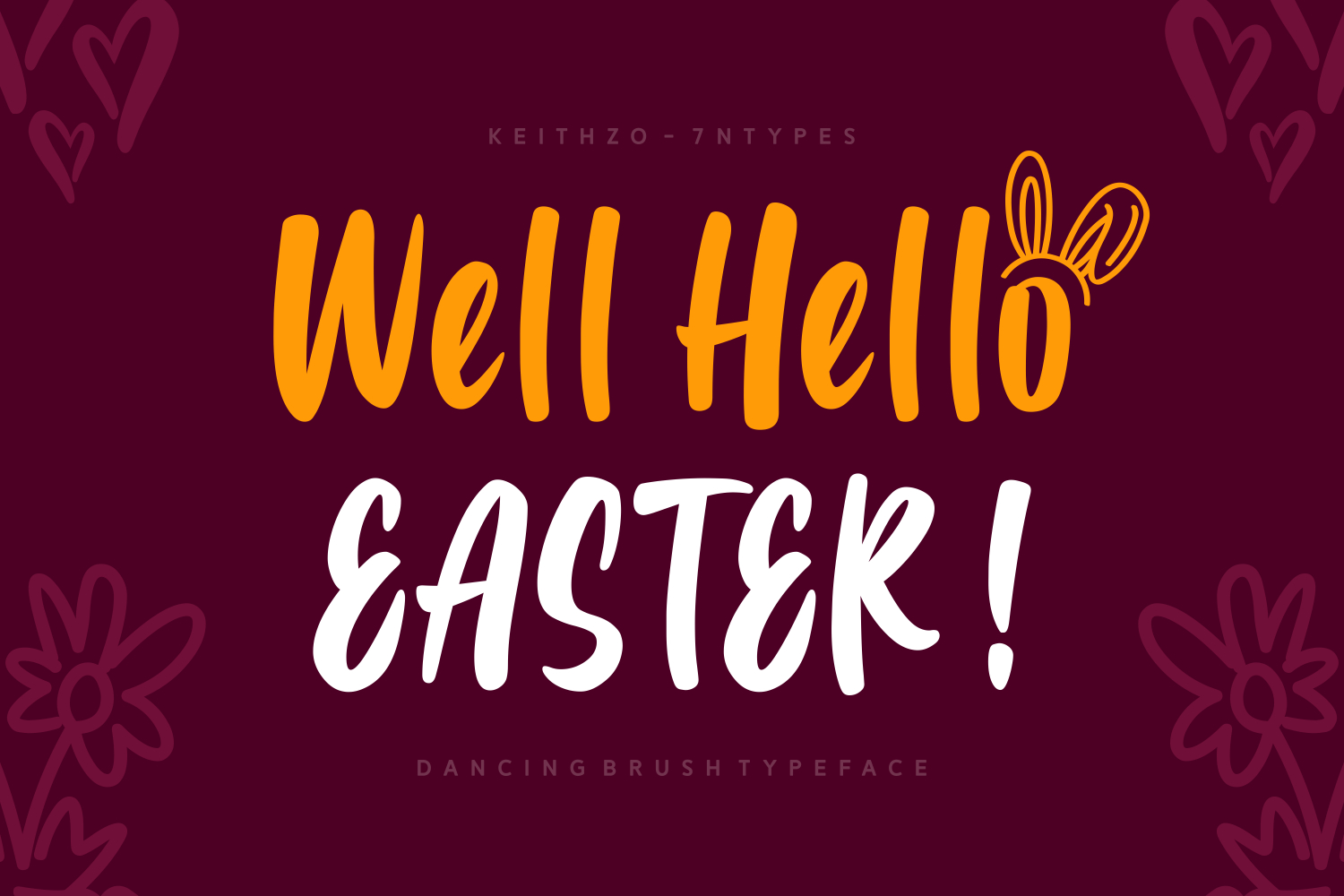 Well Hello Easter font preview, friendly handwritten Easter lettering