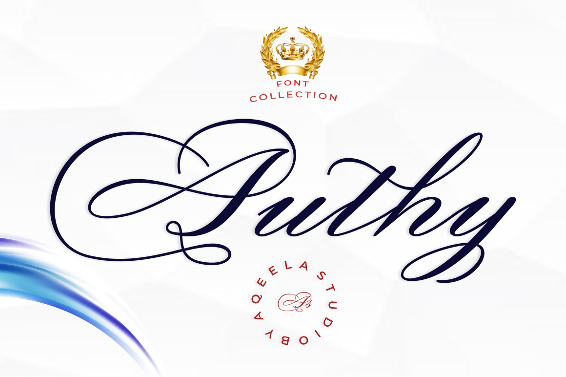 Authy font preview, script calligraphy for recipient names