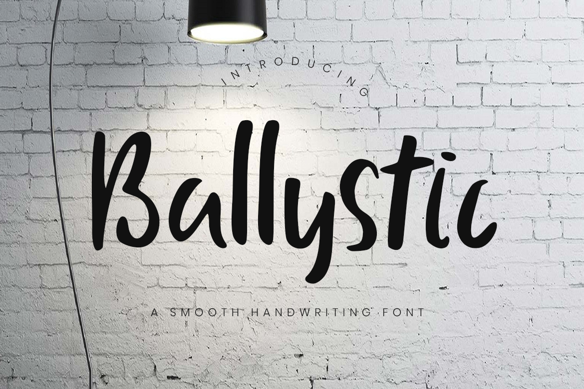 Ballystic font preview — smooth handwritten brush script with flowing lines
