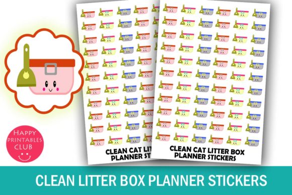 Clean Litter Box Planner Stickers Grafica Creazioni Di Happy Printables Club