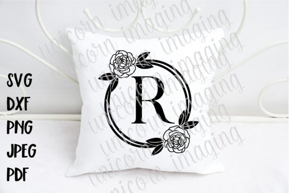 Rose Floral Monogram Frame Graphic Crafts By Unicorn Imaging