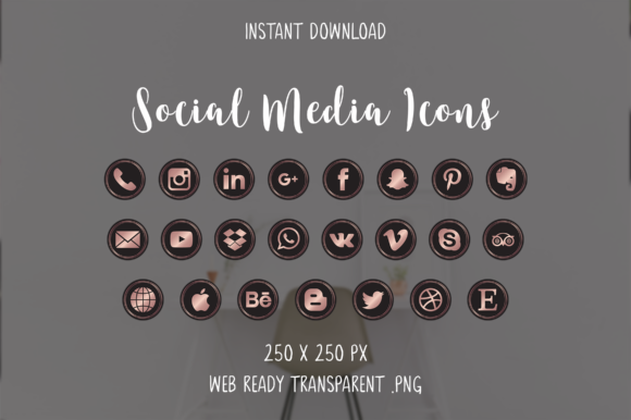 Rosegold Social Media Icons Graphic Icons By The Branding Place