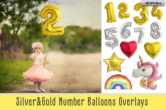 Shaped Number Balloons Overlays Graphic Layer Styles By MixPixBox