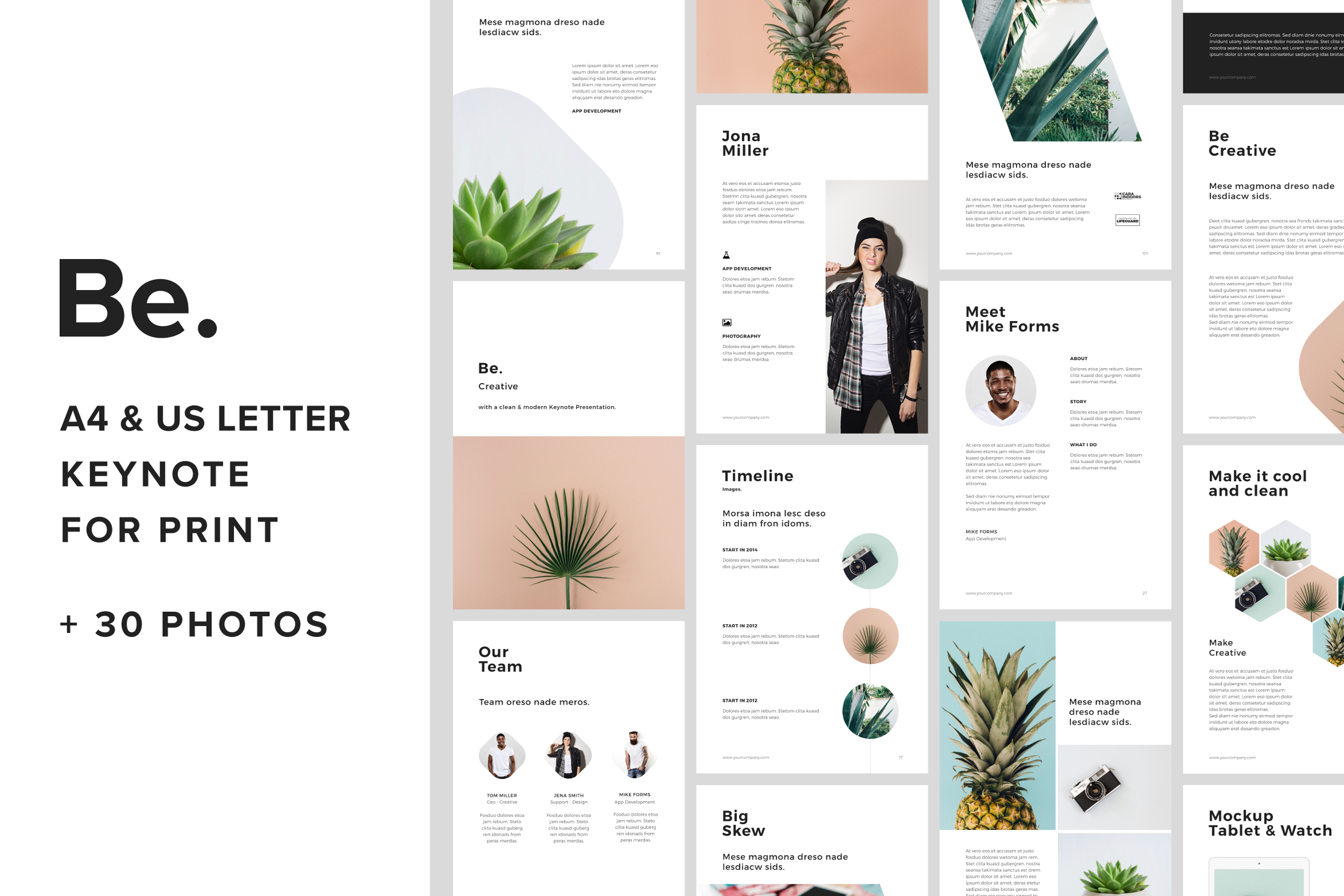 Vertical A4 US Letter Keynote Presentation Template +30 Free Photos ...