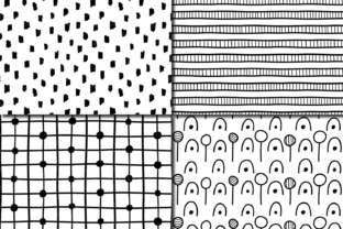 Black and White Hand Drawn Seamless Doodle Graphic by VR Digital Design ...