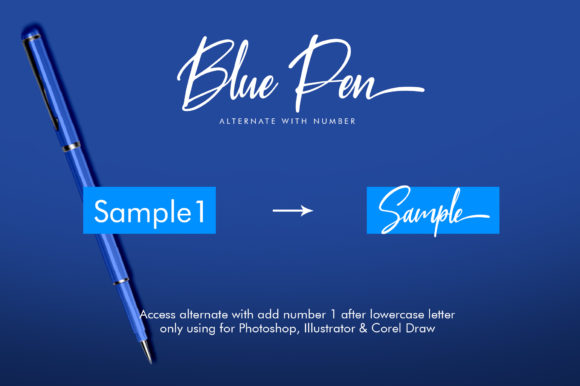 Blue Pen Script Font - Preview 4