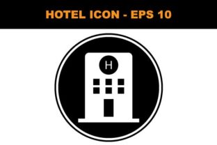 Hotel, Motel Icon on Black Circle. - Vector Graphic by Hoeda80 ...