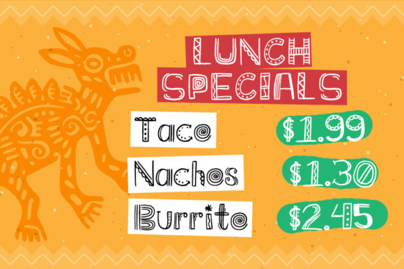 Mexican Taco Box Font PNG with transparent background - Preview 2