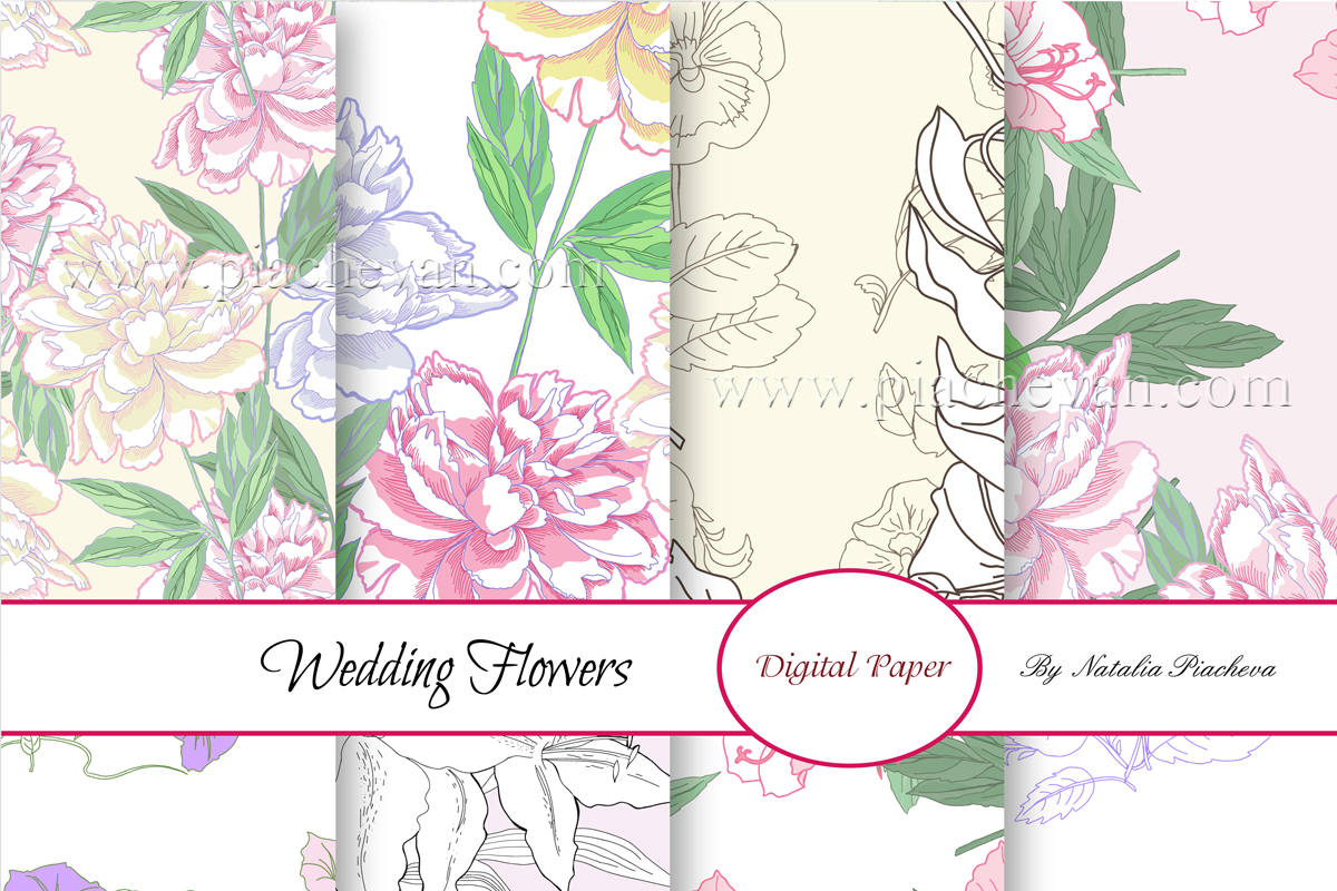 Digital Paper with Wedding Flowers Graphic by natalia.piacheva ...
