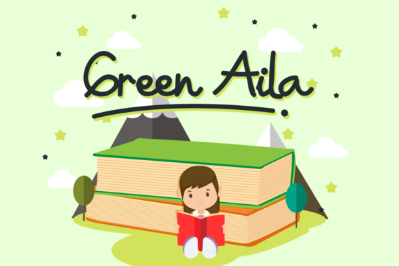 Green Aila Font PNG with transparent background - Preview 2
