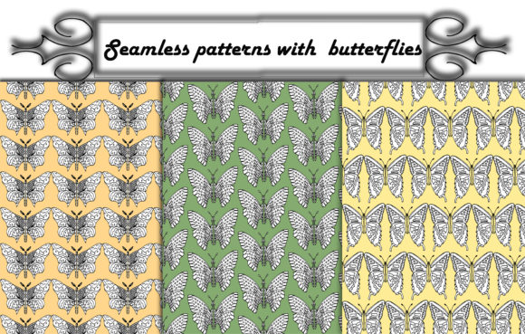 Seamless Patterns with Delicate Butterfl Graphic Illustrations By kakva