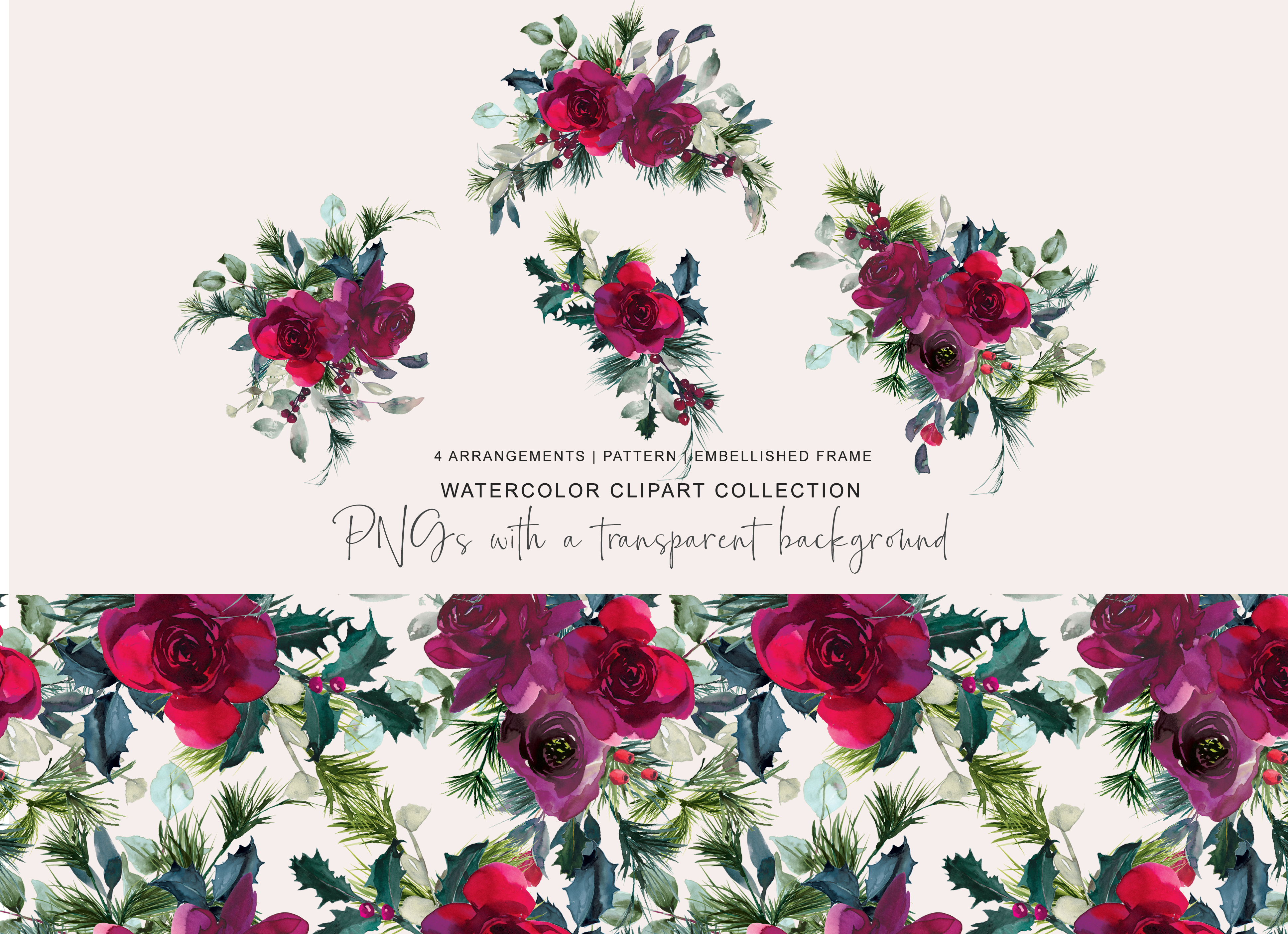 Watercolor Christmas Clipart - photo 3