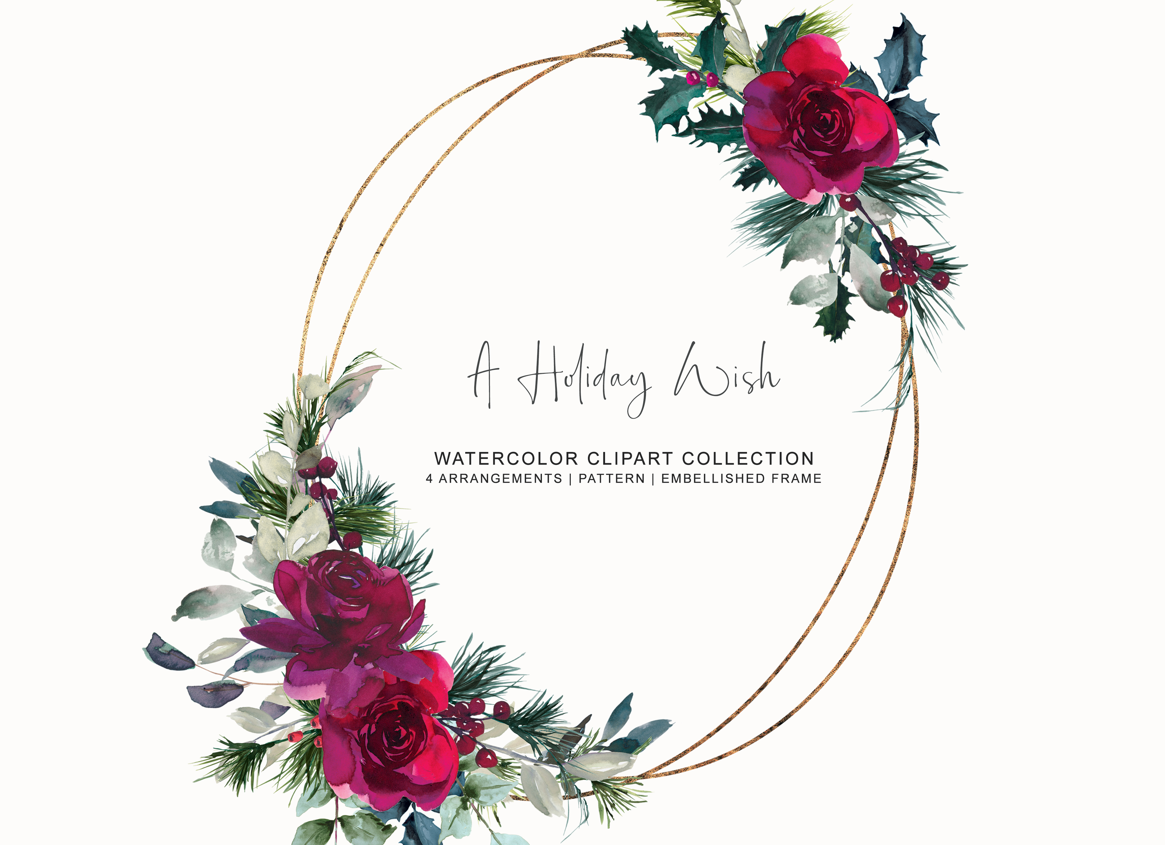 Watercolor Christmas Clipart - photo 4