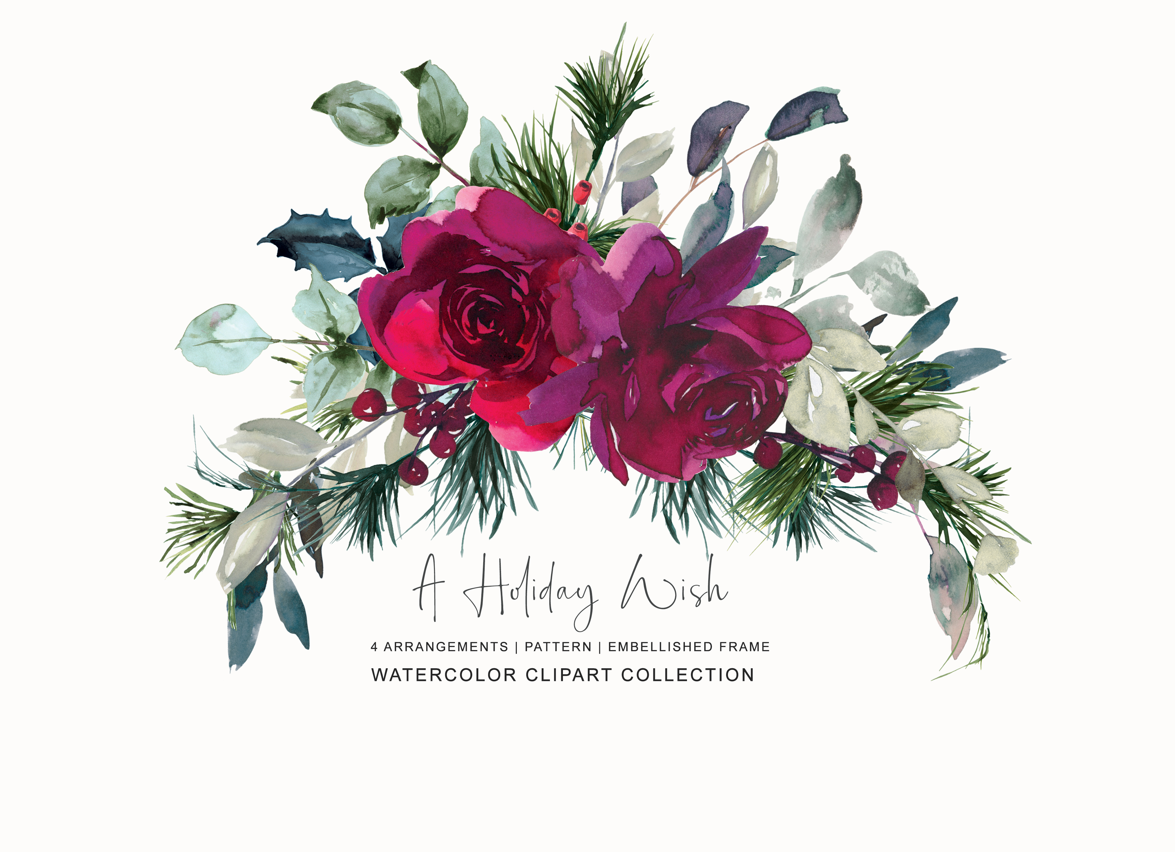 Watercolor Christmas Clipart - photo 6