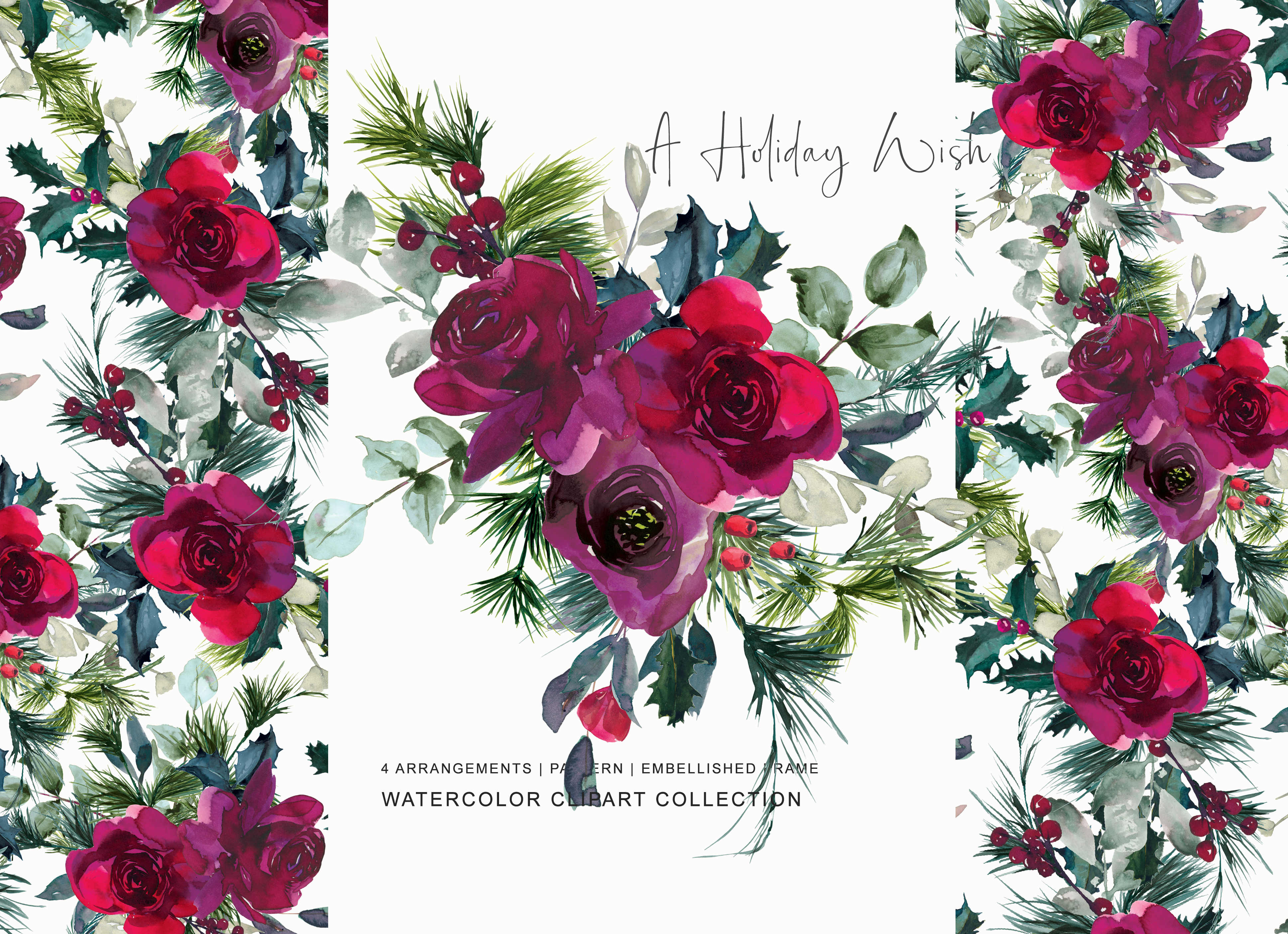 Watercolor Christmas Clipart - photo 1
