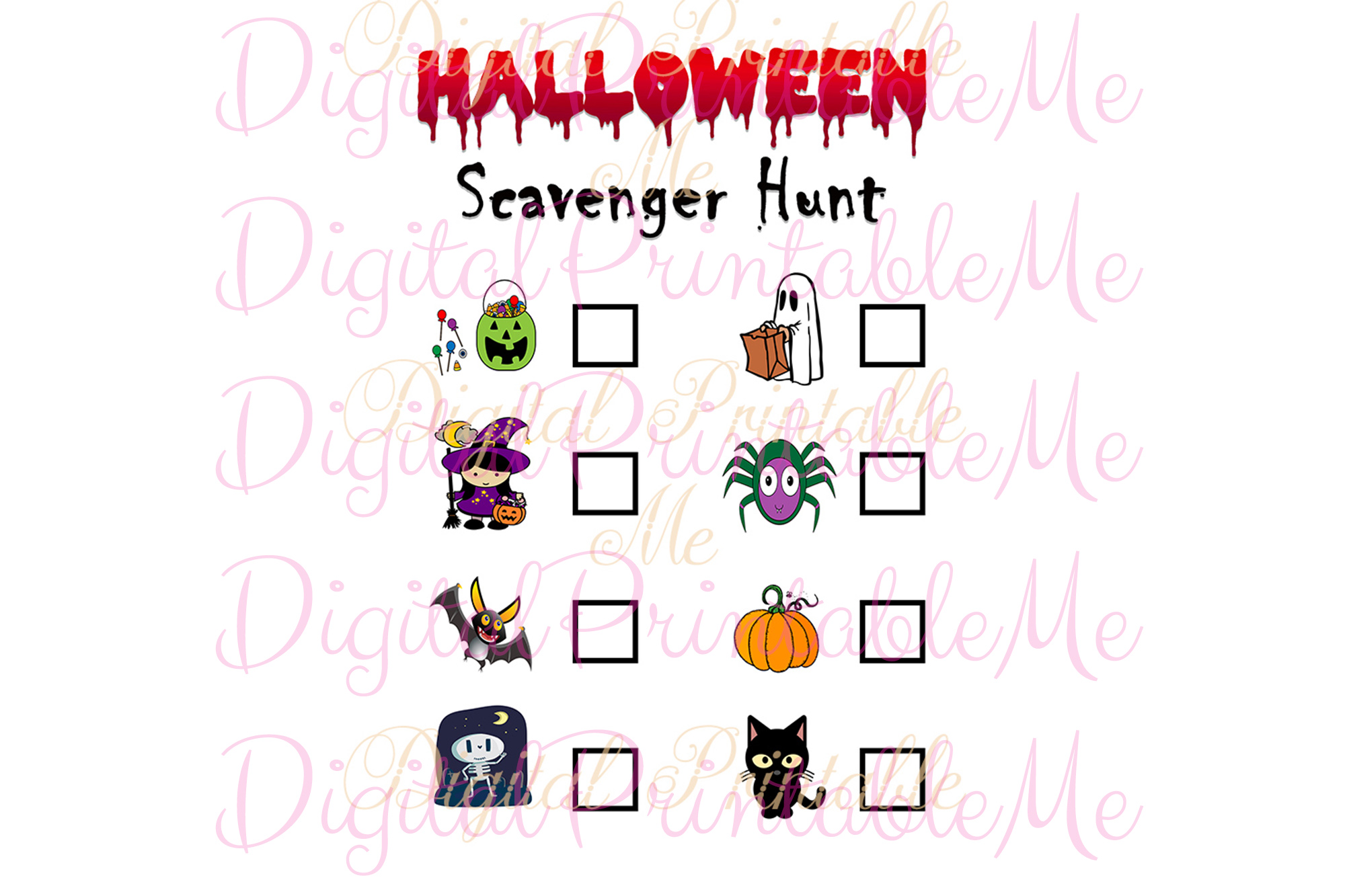 Halloween Scavenger Hunt Printable, Kids