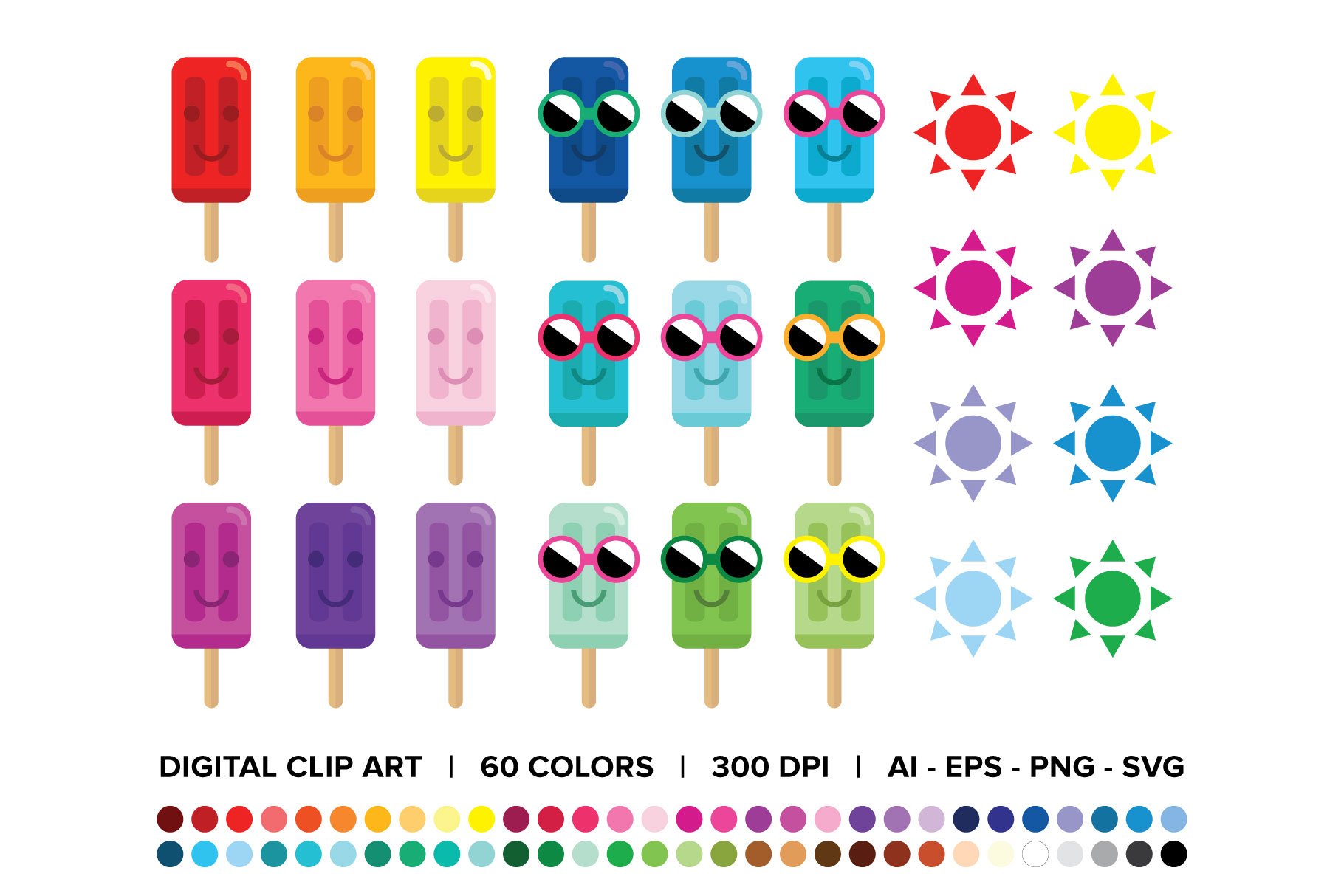 Happy Face & Sunglasses Ice Pops