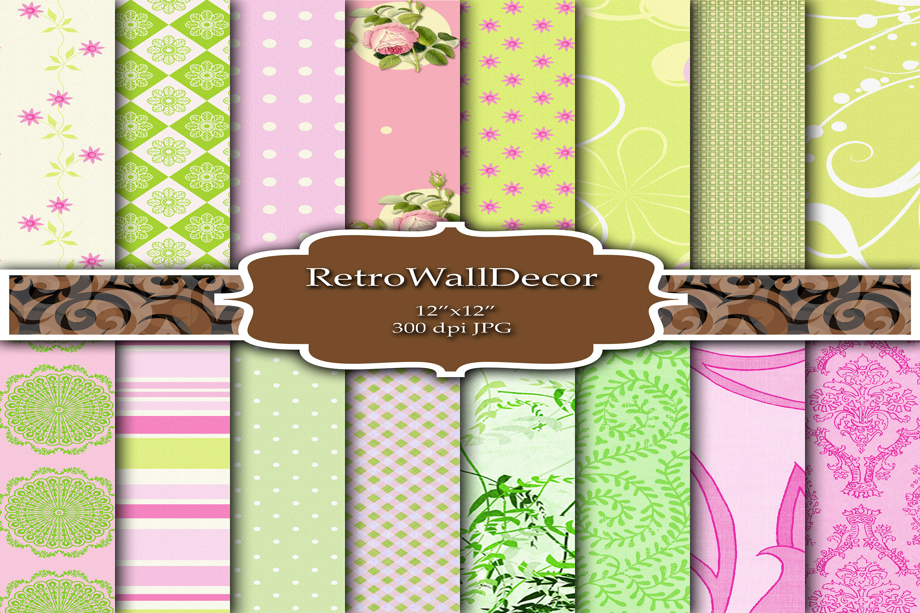 Mint and Pink Digital Papers Graphic by retrowalldecor · Creative Fabrica