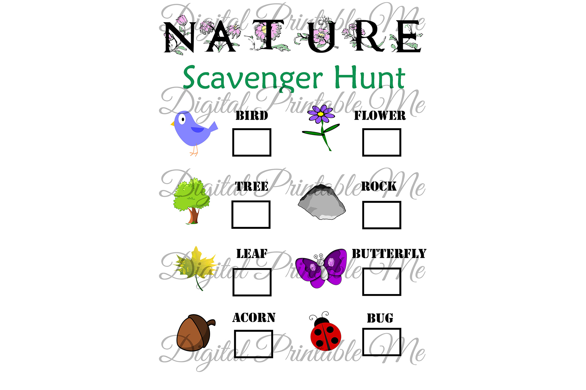 Nature Scavenger Hunt Kids Activity Game
