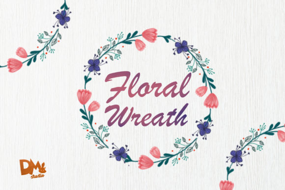 Pink Purple Flower Wreath Graphic Crafts By Sharon ( DmStudio )