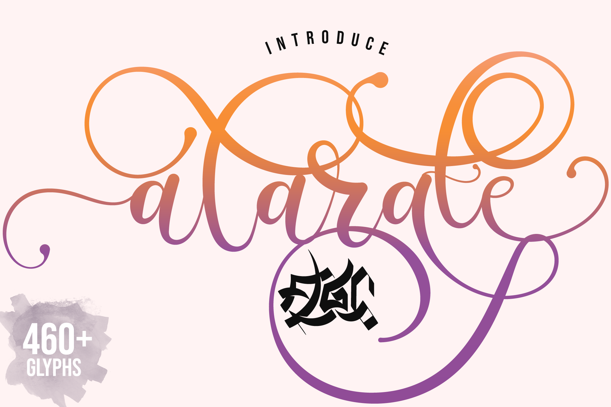 Alarate Script font preview — decorative script with stunning swashes for event invitations