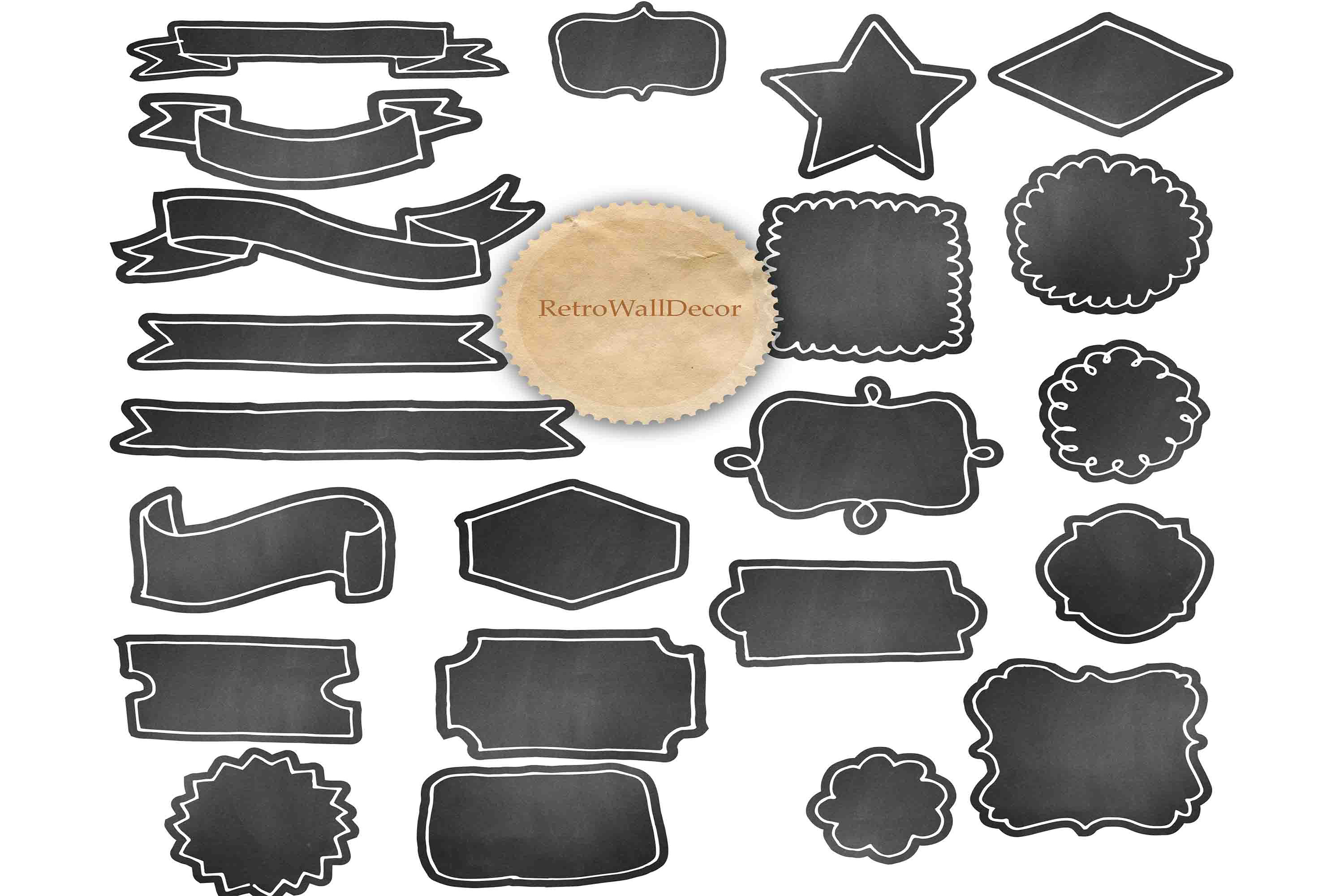 Chalk Doodle Circle Frames Clipart