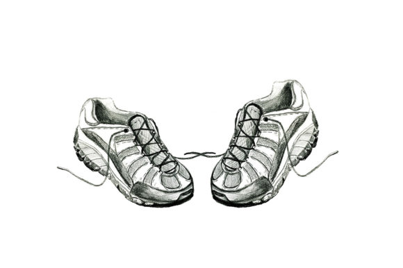 Grunge Sketch with Sneakers. Graphic Illustrations By kakva