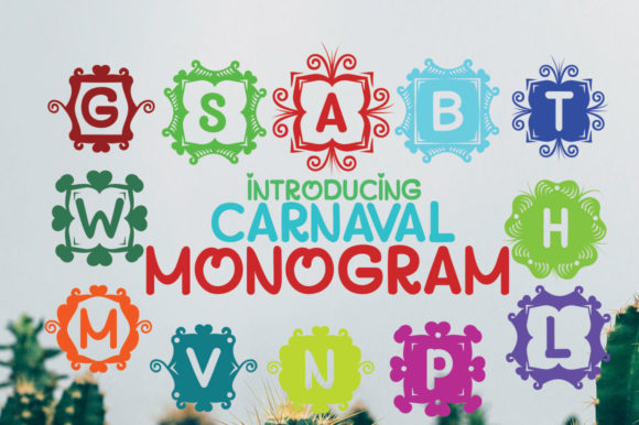 Monogram Carnaval Font PNG with transparent background - Preview 1