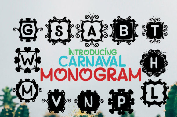Monogram Carnaval Font PNG with transparent background - Preview 2