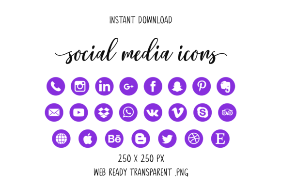 Purple Social Media Icons Graphic Icons By The Branding Place