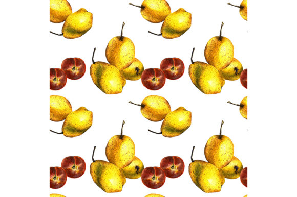 Seamless Pattern with Pears, Peaches. Graphic Patterns By kakva
