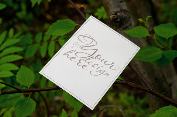 Card Mockup on Tree Background Graphic Invitations & Greeting Cards By NataliArkushArt