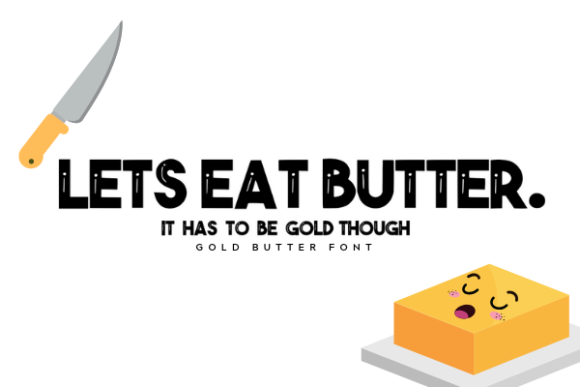 Gold Butter Font PNG with transparent background - Preview 1