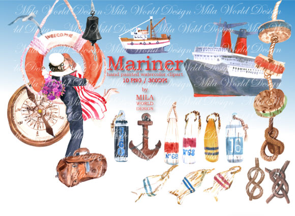 Mariner Watercolor Clip Art Graphic Illustrations By MilaWorldDesing