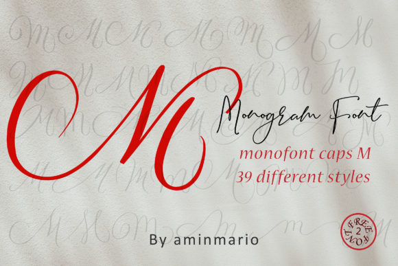 Monogram M | Monofont Caps M Script & Handwritten Font By aminmario