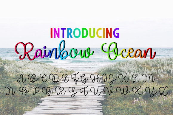 Rainbow Ocean Font PNG with transparent background - Preview 1
