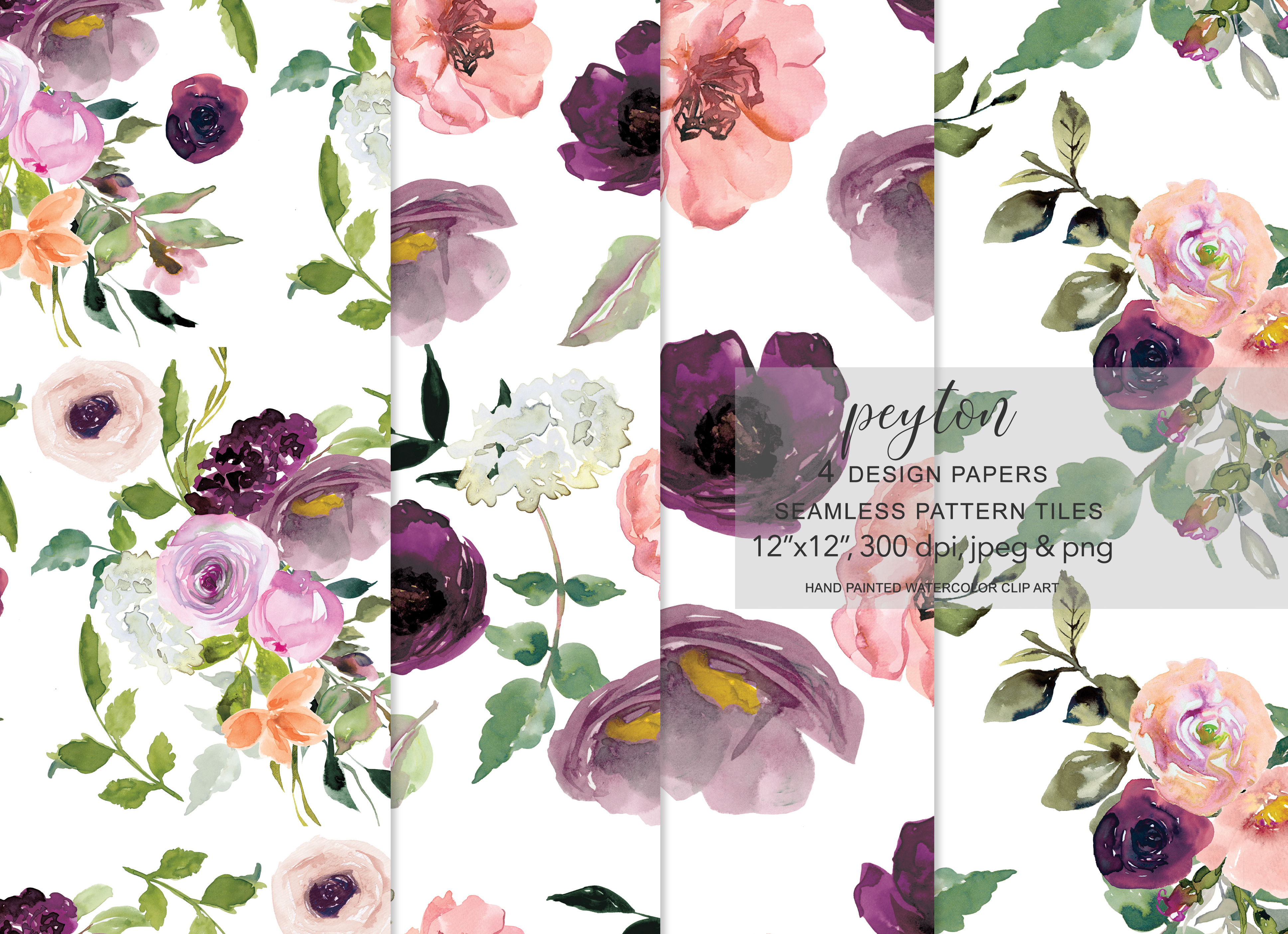 Watercolor Flowers Seamless Pattern Set Graphic by Patishop Art ...