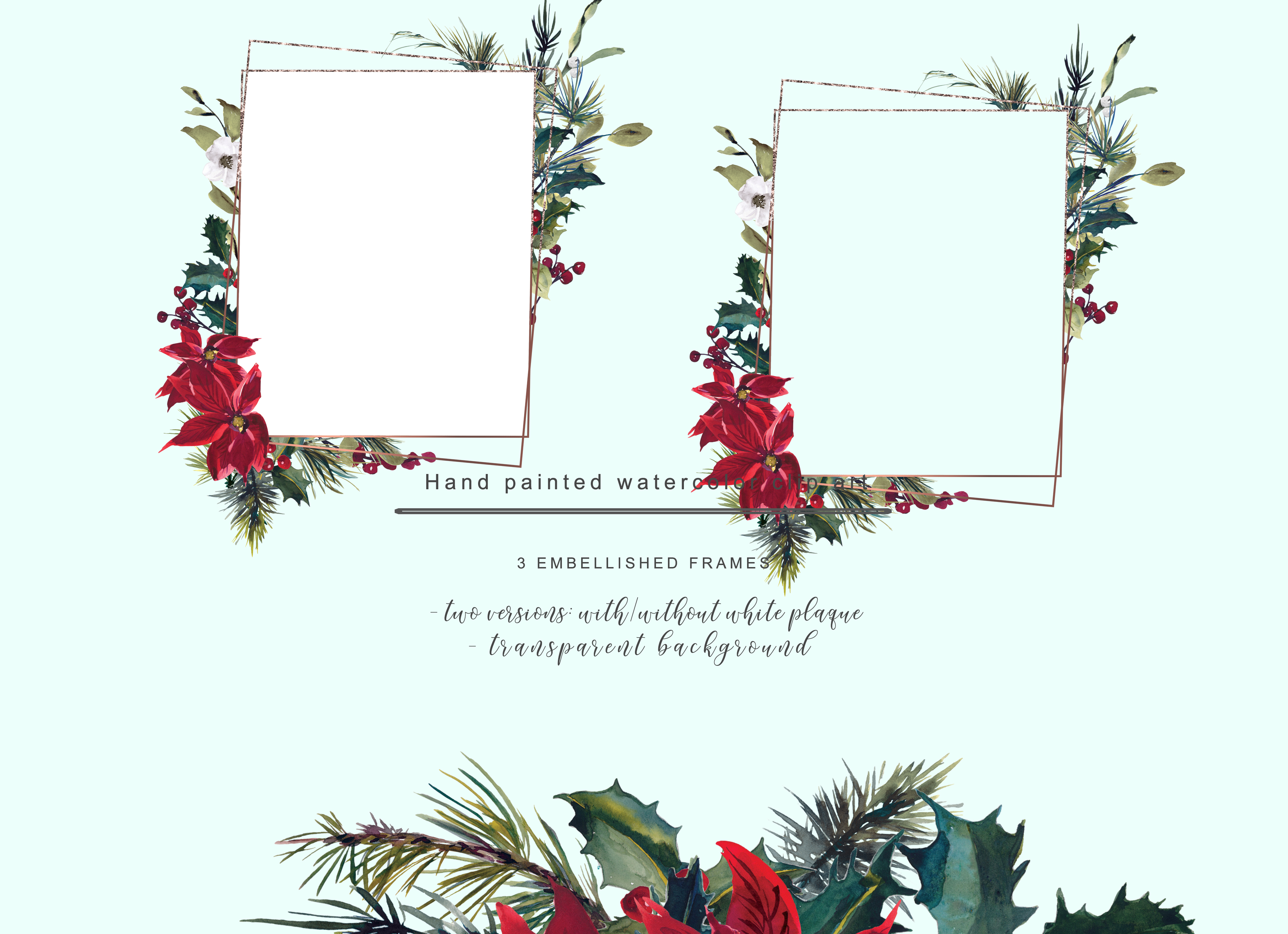 Watercolor Poinsettia Christmas Clipart - photo 6