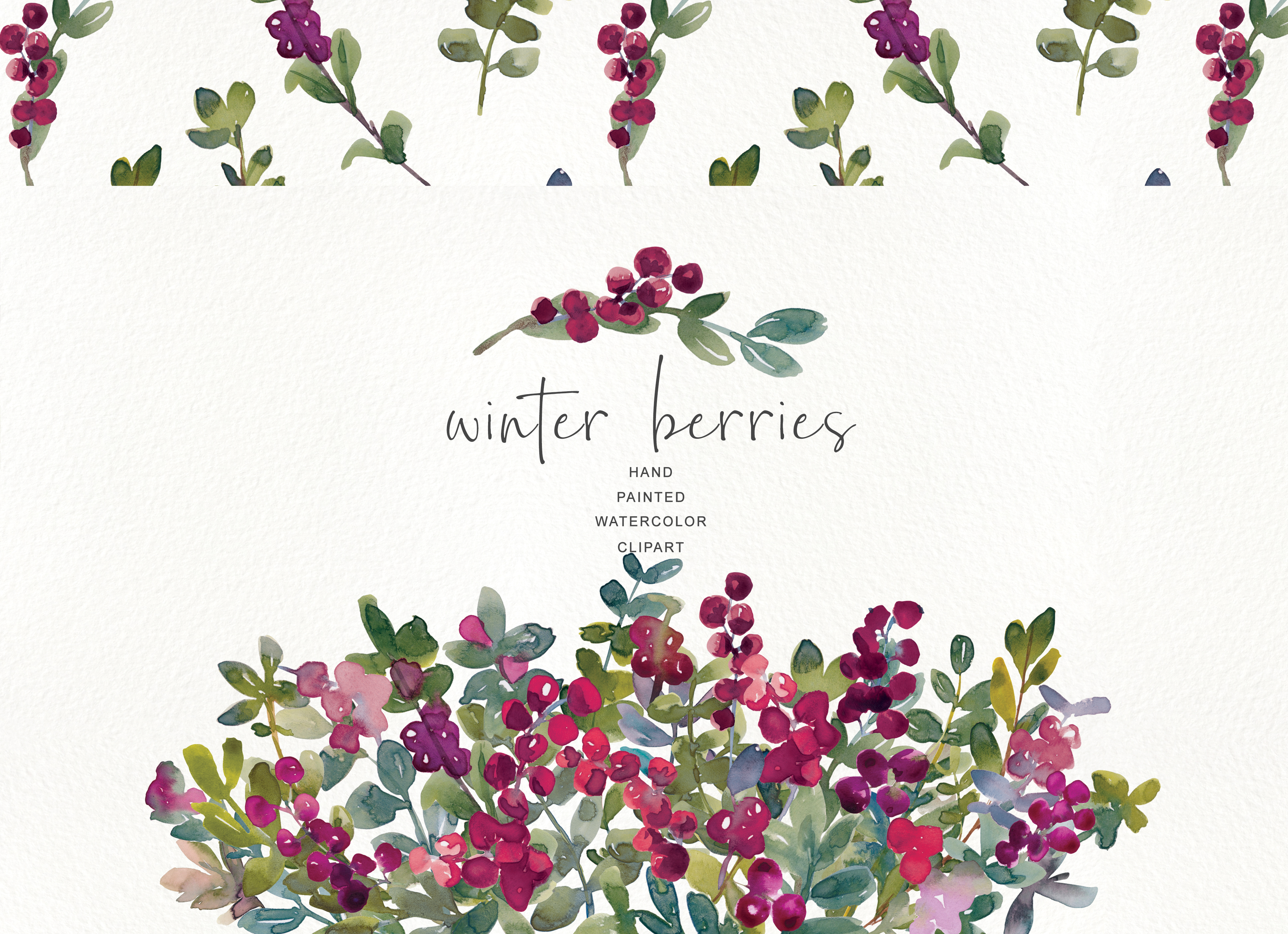 Watercolor Winter Berry Clipart - Winter Graphic by Patishop Art ...