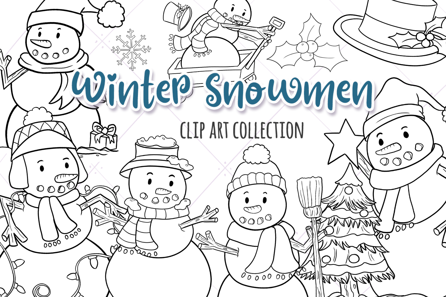 Christmas Snowmen Digital Stamps Graphic by Keepinitkawaiidesign ...